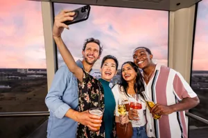 Group picture during sunset on The Orlando Eye