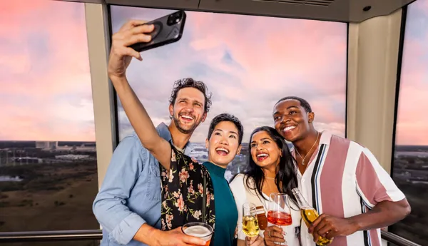 Group picture during sunset on The Orlando Eye