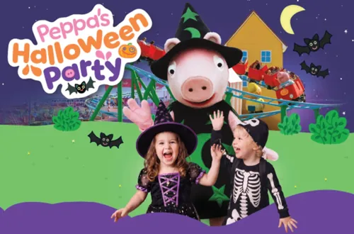 Peppas Halloween Party logo for PEPPA PIG Theme Park Florida