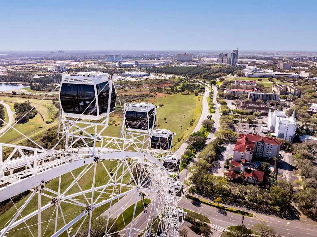 The Orlando Eye during the day overlooking Universal Blvd.